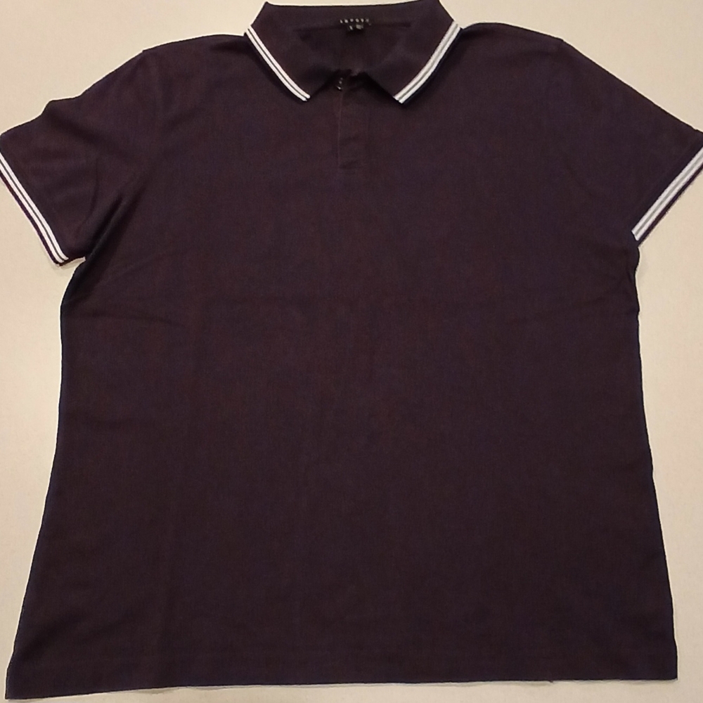 🔥🔥ON SALE Theory Purple Grape Ringer Polo Shirt Classic Design Men L Slim Fit